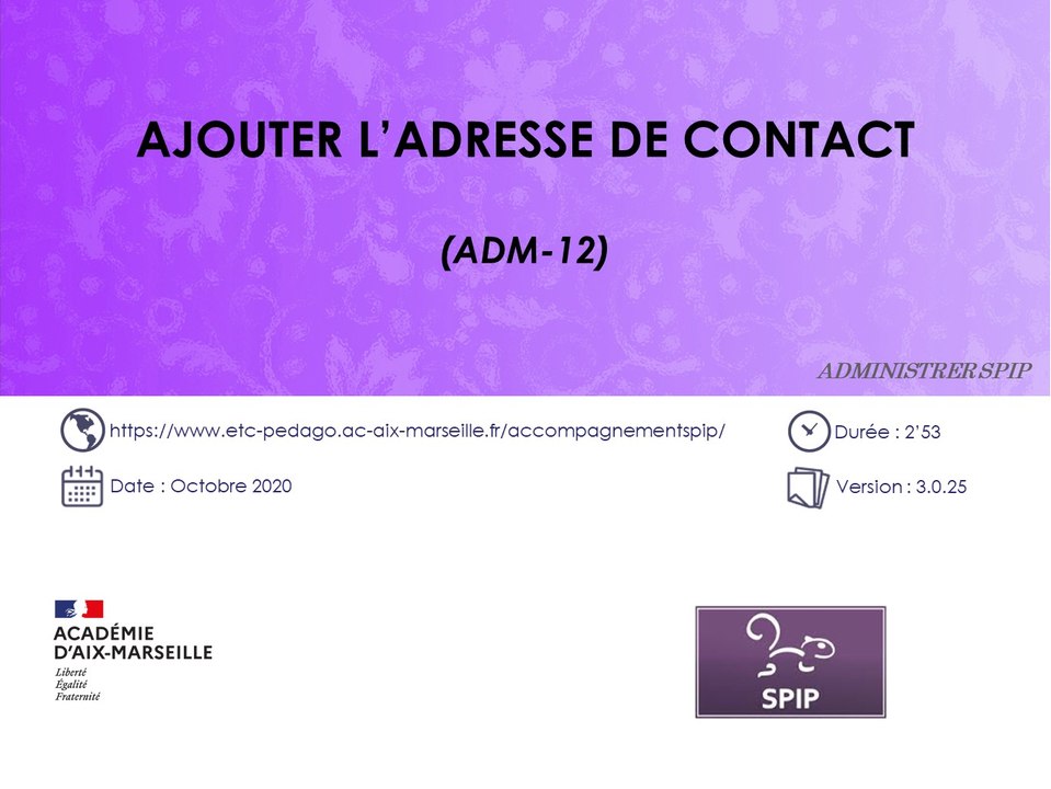 Ajouter l'adresse de contact sur un site SPIP