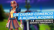 Cómo usar una tirolina de Ciudad Comercio a Acumulaciones Airadas - Fortnite semana 6 (localizaciones)