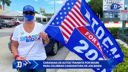 Caravana de autos transita por Miami para celebrar candidatura de Joe Biden