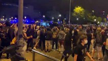 Varios centenares de CDR protestan en Barcelona en el aniversario del 1-O