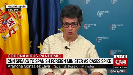 Soberbio zasca de una entrevistadora de la CNN a la ministra de Exteriores por vender humo sobre la gestión de España con el coronavirus
