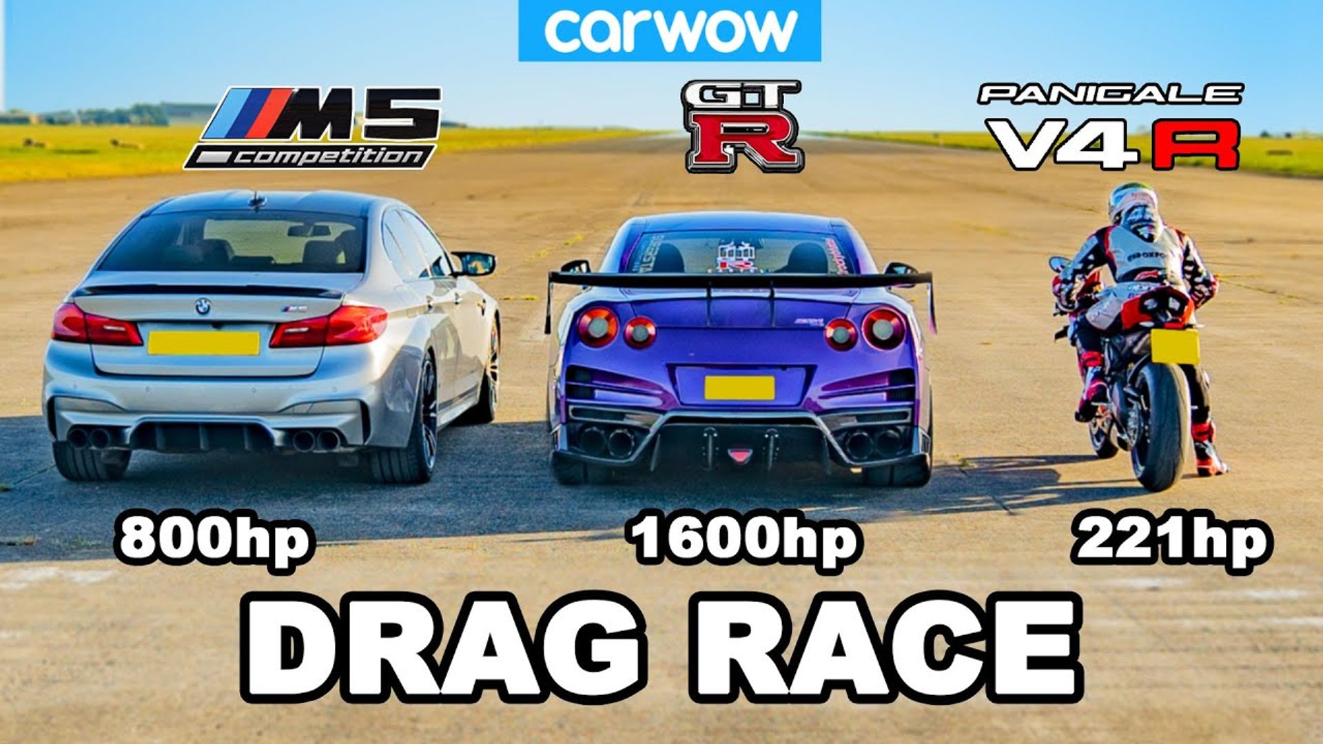 BMW M5 v Nissan GT-R v Ducati V4R - DRAG RACE *tuned cars vs stock bike* -  video Dailymotion