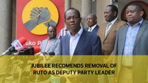 Jubilee recommends removal of Ruto as deputy party leader