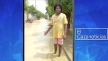 El Cazanoticias: Personas de la tercera edad, no pueden transitar en la vía por fuertes inundaciones en Cartagena.