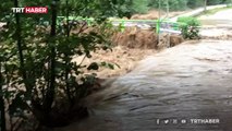 Rize'de şiddetli yağış: Dereler taştı, köy yolları ulaşıma kapandı