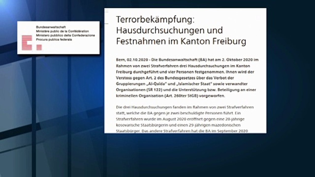Terrorverdacht: Vier Personen im Kanton Freiburg festgenommen