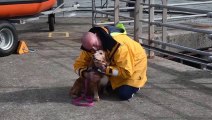 RNLI Dog rescue - Volunteers meet up with Poppy