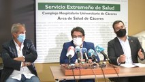 EL consejero extremeño de Sanidad y el alcalde de Cáceres, en rueda de prensa