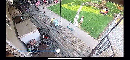 Sister Drives Toy Over Baby Brother