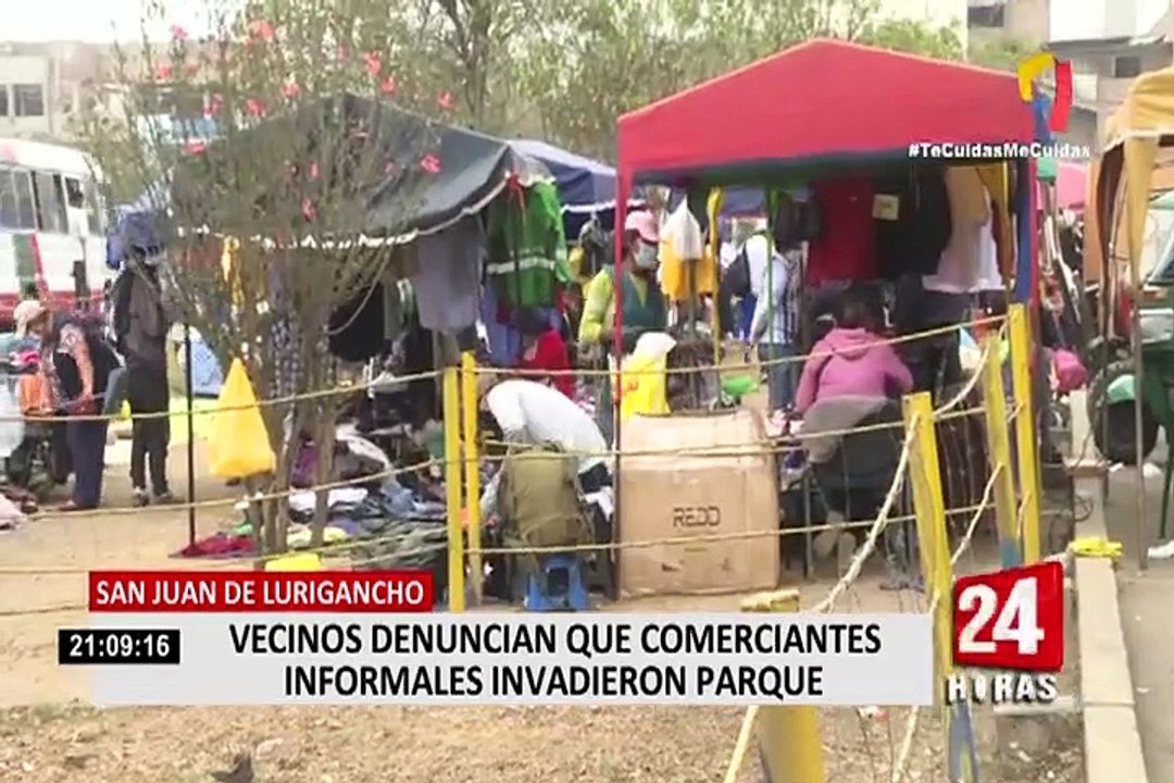 SJL: vecinos enfrentados con ambulantes que invadieron parque