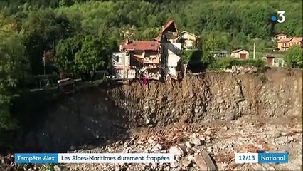 Tempête Alex : les dégâts à Saint-Martin-Vésubie filmés depuis un hélicoptère