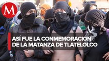 Conmemoran 52 años de la matanza de Tlatelolco, anarquistas marchan hacia el Zócalo