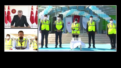 Скачать видео: Cumhurbaşkanı Erdoğan, Hatay İçme Suyu Arıtma Tesisi açılış törenine video konferansla katıldı - İSTANBUL