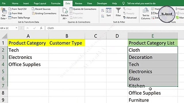 Excel Data Validation - How to create drop down list in excel and priorities a category