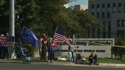 Supporters outside hospital where Trump is staying