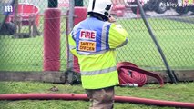 Moment a 'devastating' fire rips through a Derbyshire school