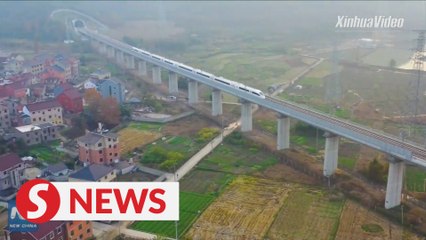 Aerial view of "Golden Tourist Railway" in east China