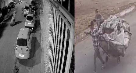 Aydın’da, rögar kapağı hırsızları güvenlik kamerasında