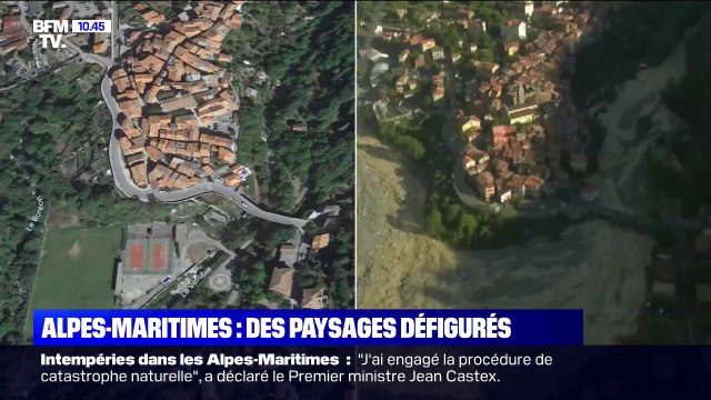 AVANT/APRES - Des paysages défigurés après les intempéries dans les Alpes-Maritimes
