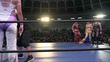 DASH Chisako, Meiko Satomura & Yurika Oka vs. Chihiro Hashimoto, Manami & Natsuho Kaneko