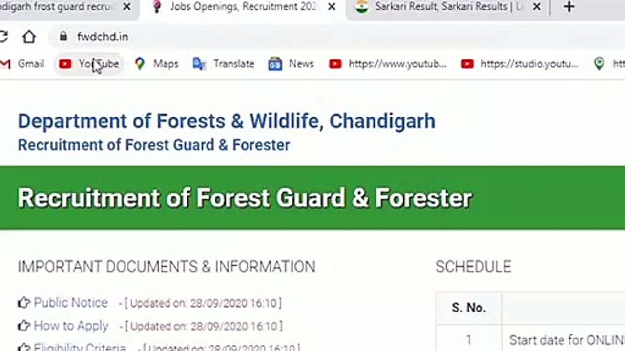 chandigarh forest guard recruitment 2020 | chandigarh forest guard recruitment 2020