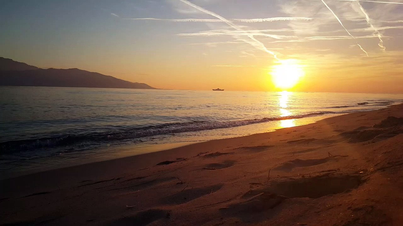 Beautiful sunset on a calm beachnatural beautiful royalty Free Stock no copyright video Free for commercial use dron dron aerial view