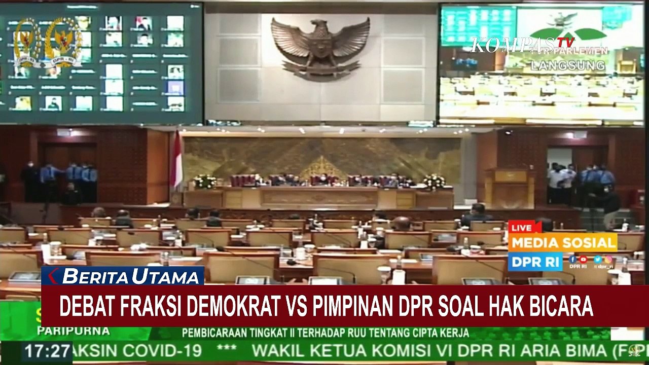 Debat Fraksi Demokrat VS Pimpinan DPR di Sidang Paripurna Pengesahan RUU Cipta Kerja