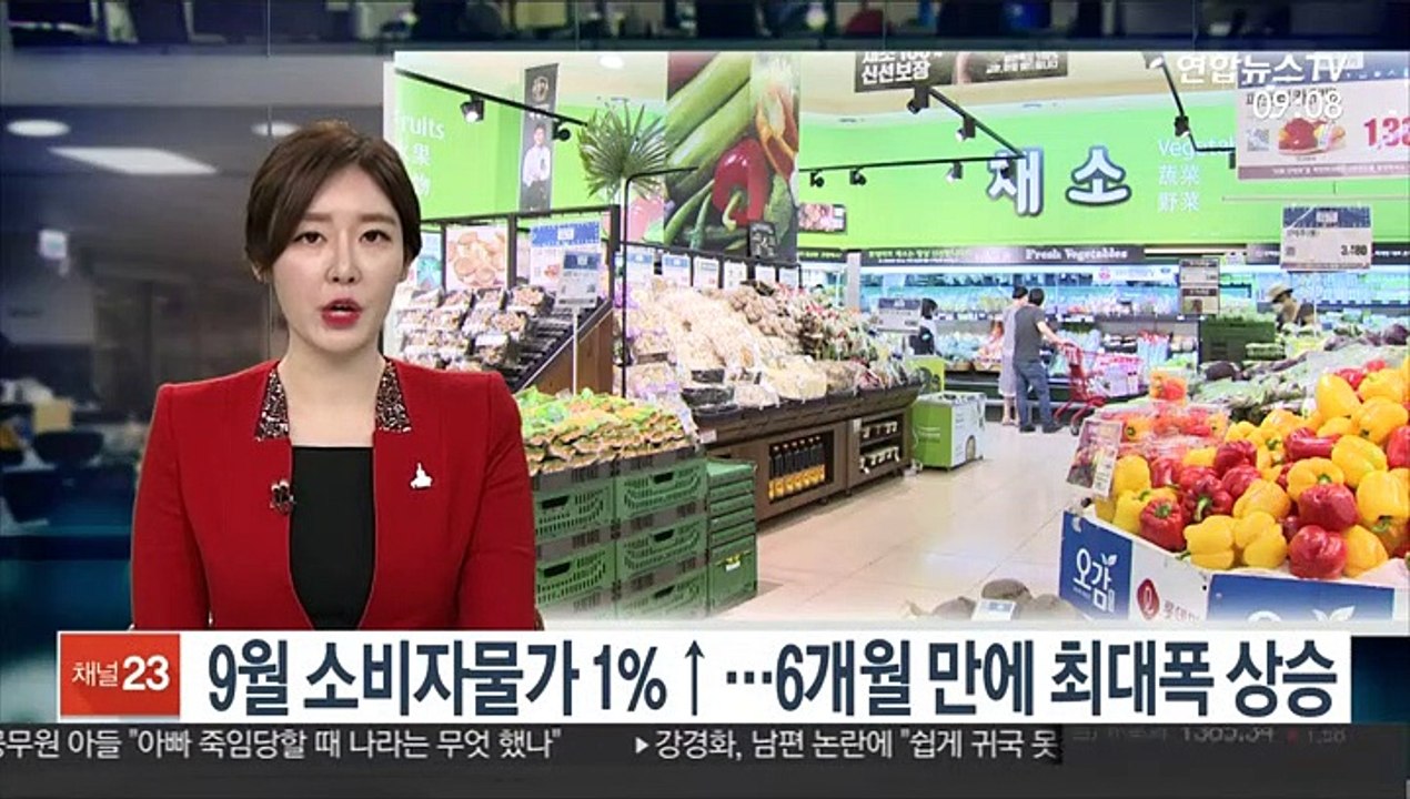 9월 소비자물가 1%↑…6개월 만에 최대폭 상승