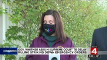 Gov. Whitmer asks Michigan Supreme Court to keep her emergency orders in place for another 3 weeks