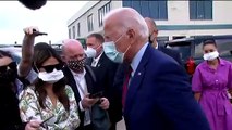 Jill Biden pulls back Joe to socially distance