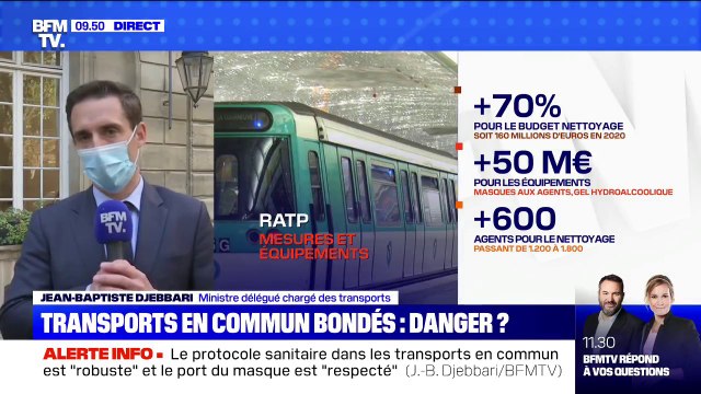 Transports en commun bondés: Jean-Baptiste Djebbari annonce plus d'agents pour canaliser le flux d'usagers
