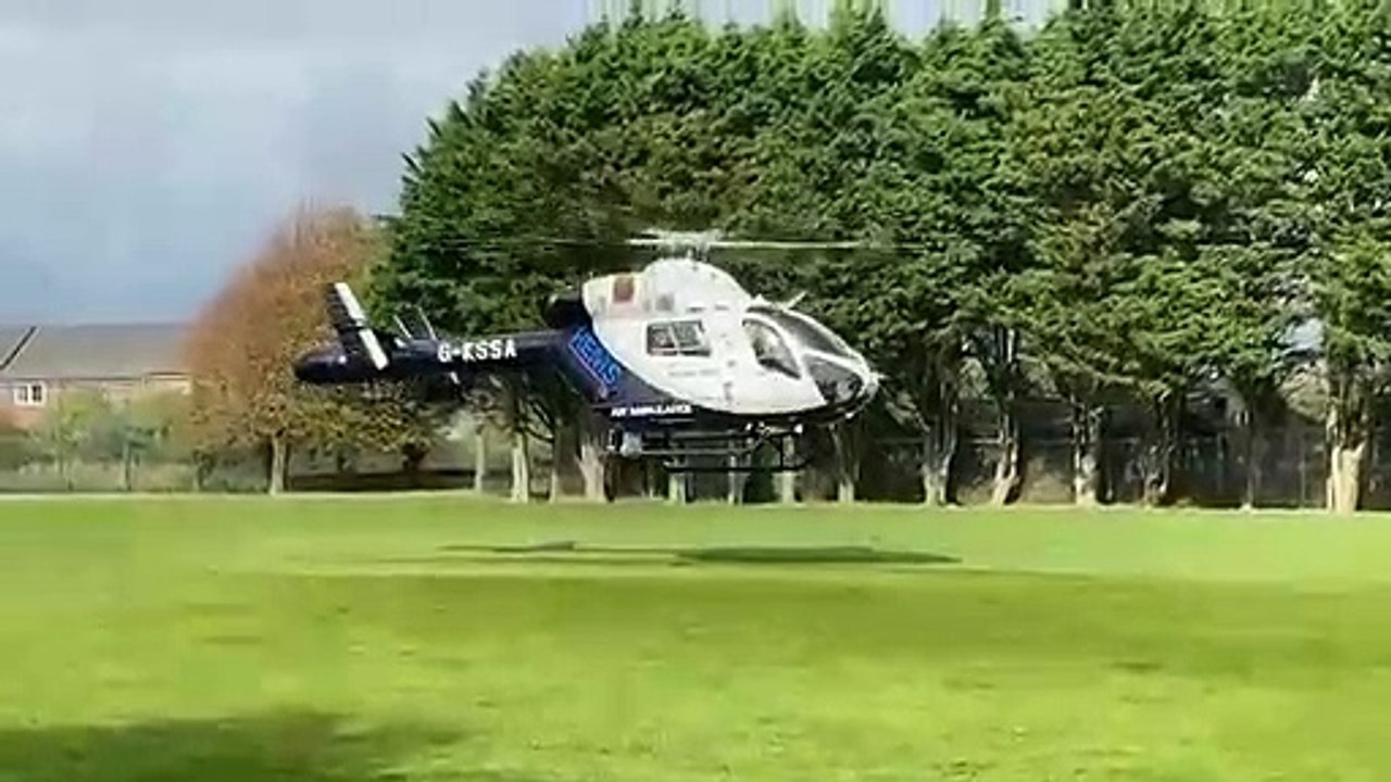 Air ambulance leaves Worthing Leisure Centre - October 6, 2020