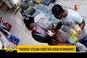 Captan a tenderos utilizando un bebé para robar en minimarket