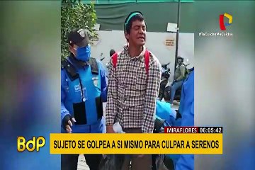 Download Video: Miraflores: sujeto se golpea al ser detenido para culpar a serenos