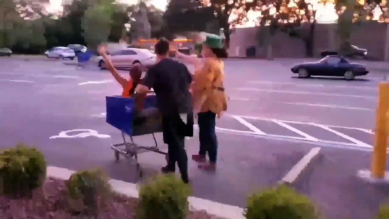 Girl getting pushed in a shopping trolly VID ID - VIDID