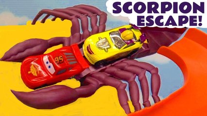 Hot Wheels Scorpion Challenge Race with Disney Pixar Cars 3 Lightning McQueen and Marvel Avengers plus PJ Masks Superheroes in this Family Friendly Full Episode English Toy Story for Kids with the Funny Funlings