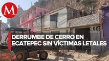 Desalojan a 21 personas de viviendas tras deslave de talud, en Ecatepec