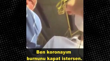 Otobüste maskesini çenesine indiren kişiye tek bir sözüyle maskeyi taktırdı