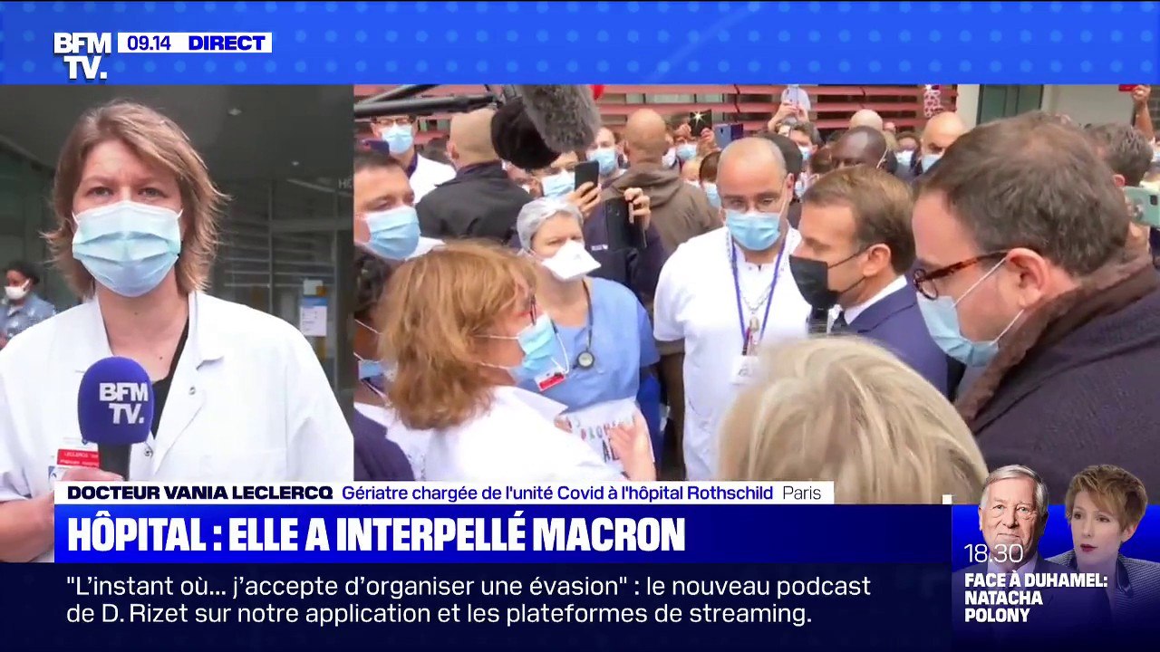 "Aujourd'hui le problème, ce sont les moyens." Le docteur Vania Leclercq a interpellé Emmanuel Macron lors de sa visite à l'hôpital Rothschild