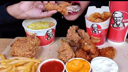 Download Video: ASMR_EATING _KFC_ CHICKEN HOT & CRISPY, POPCORN CHICKEN,HOT WINGS,CHICKEN TENDERS,KFC LEG PIECE