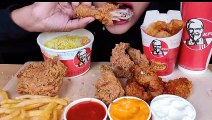 ASMR_EATING _KFC_ CHICKEN HOT & CRISPY, POPCORN CHICKEN,HOT WINGS,CHICKEN TENDERS,KFC LEG PIECE