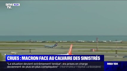 Intempéries: Emmanuel Macron a atterri à Nice