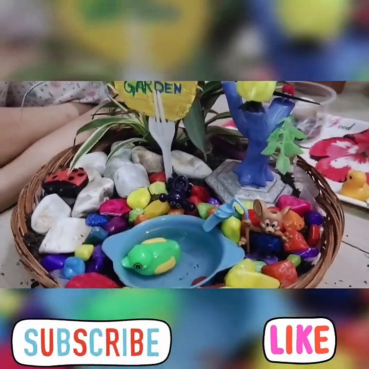 Transformation of ordinary fruit basket into a miniature garden-- Growing money plant in fish bowl--
