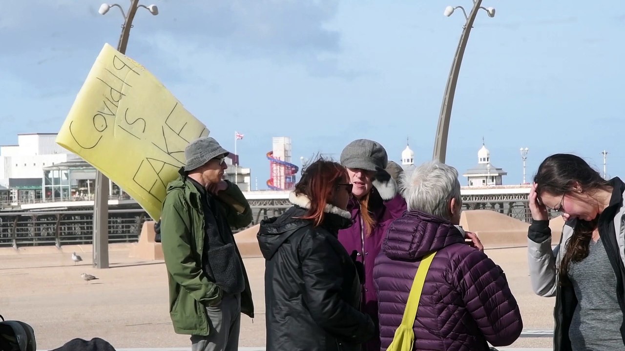 Anti-mask protest at Blackpool Tower