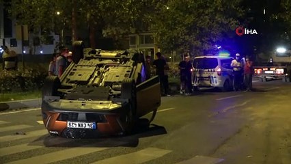 Takla atan araçtan burnu dahi kanamadan çıktı