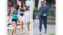 Couldn't be simpler! Garner looked toned in late waistband pants when she got to