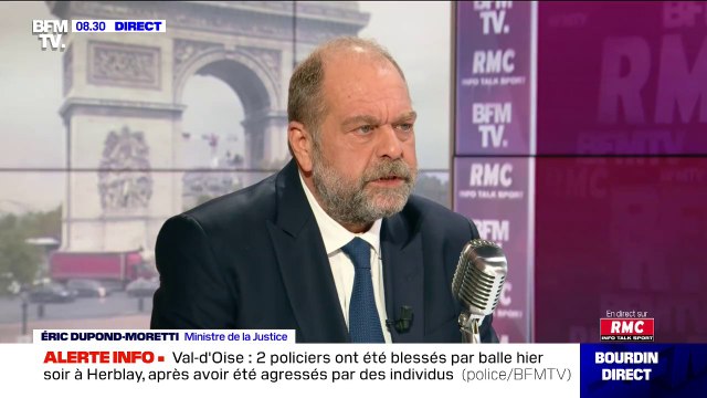Éric Dupond-Moretti adresse son soutien aux deux policiers blessés dans le Val-d'Oise et dénonce un drame insupportable