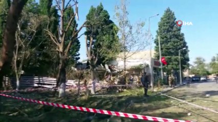 - Ermenistan ordusunun attığı roket, Gence'de okulun arka sokağına düştü