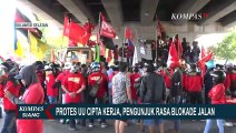 Demo UU Cipta Kerja di Kolong Jembatan Layang Makassar, Jalan Diblokade