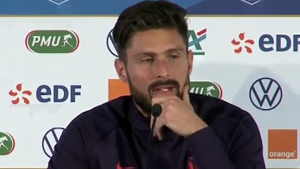 Football - Olivier Giroud en conférence de presse après France 7-1 Ukraine